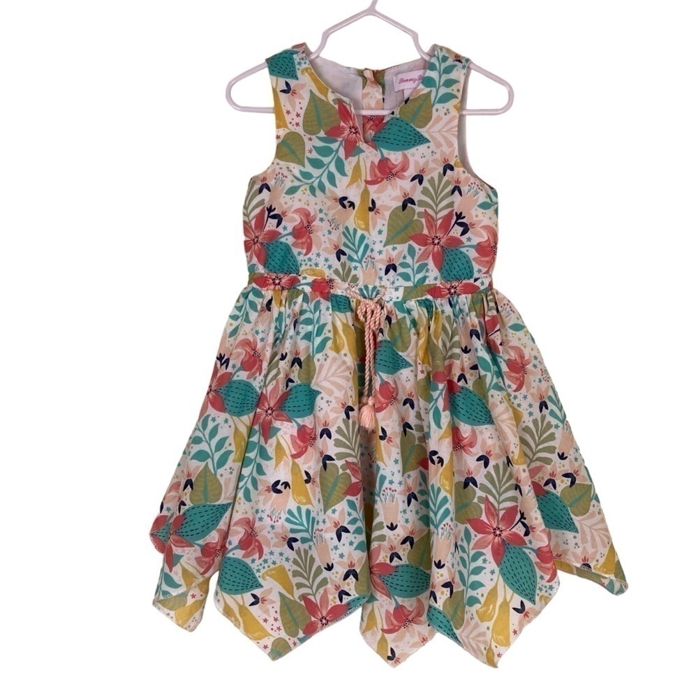 Tommy Bahama Toddler Girls Tropical Floral Sleeveless Dress Handkerchief Hem 2T